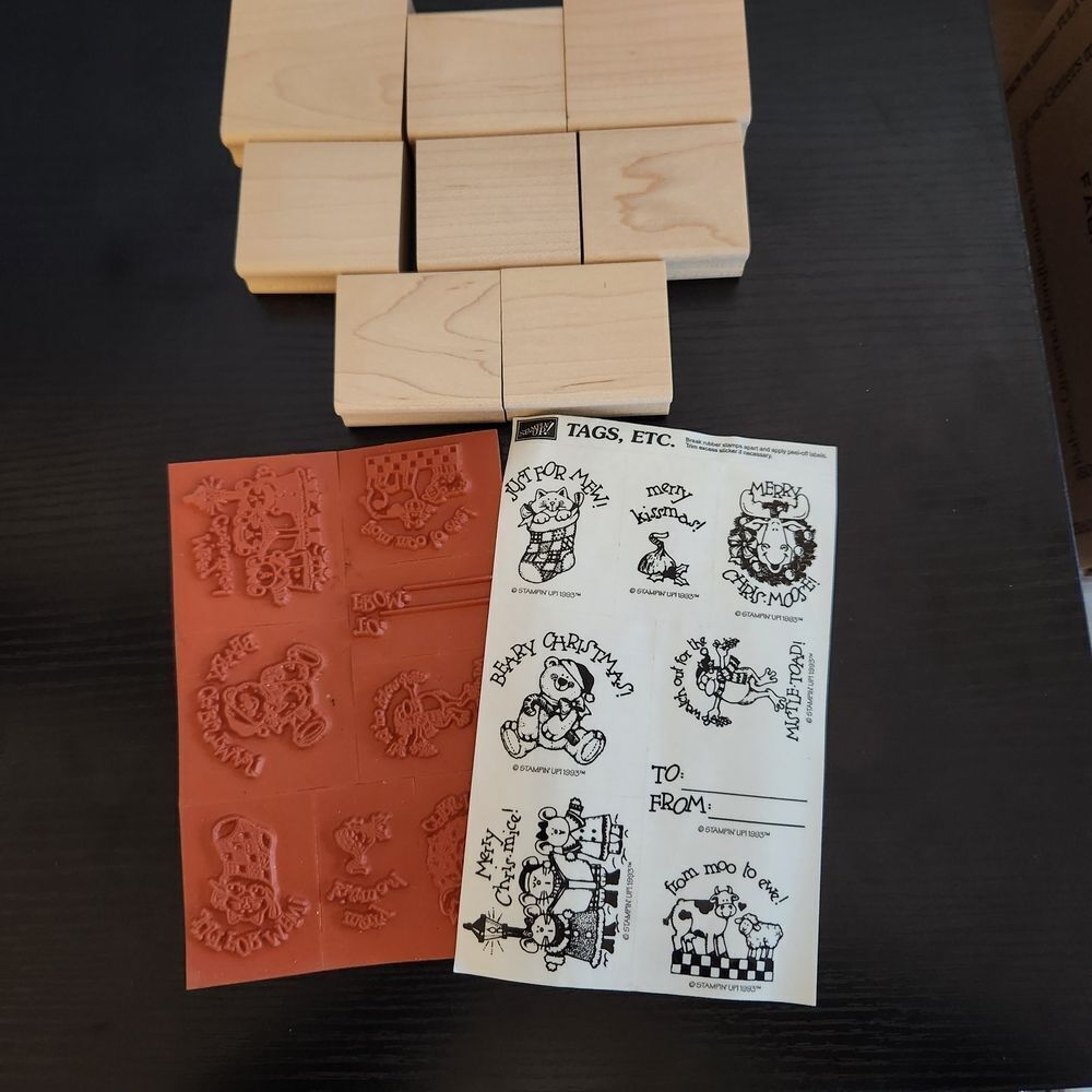 Stampin' Up! Tags, Etc. Wooden Stamp Set VINTAGE 1993 NEW Without Box